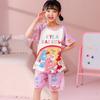 Comércio exterior pijama infantil verão novo meninas manga curta shorts fofo meninas bebê crianças pequenas e grandes conjunto de roupa de casa