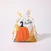 Suministro Exclusivo Transfronterizo de Bolsas de Regalo de Poliéster-Algodón con Temática de Acción de Gracias, Bolsas de Almacenamiento para Regalos de Dulces Navideños