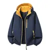 Chamarra con Capucha de Bloques de Color Nueva para Primavera y Otoño 2026, Chamarra Esponjosa de Contraste de Color, Estilo Juvenil, Cortavientos e Impermeable para Hombres y Mujeres