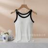 Top de tirantes de color contrastante 2027 con almohadillas en el pecho, Camisola integrada para mujer, Ropa de verano, No necesita usar sujetador