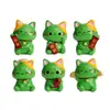 Figura creativa de gato de la fortuna verde para micro-paisajismo, accesorio de decoración DIY, mini adorno para escritorio y coche