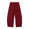Pendente Decorativo Incrustado Jeans com Bainha Curva para Homens, Moda de Rua Solta Design Desconstruído Calças Versáteis de Perna Larga Comprimento Total