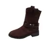 Botas Curtas Afuniladas Estilo Coreano Pós-Apocalíptico Femininas 2026 Novo Outono Botas de Cowboy Ocidentais Retrô Botas Martin