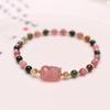 Pulseira de turmalina natural pulseira temperamento feminino simples cristal de morango pulseira de cristal corajoso pulseira de namoradas atacado
