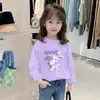 Camiseta de Algodão Puro para Meninas de Manga Longa, Estilo Infantil com Gola Redonda para Primavera, Outono e Inverno, Nova Camisa Base para Roupa Externa, Top Estilo Ins