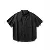 Nanxia disfarçado estilo coreano design simples senso de design camisa top de fita fluida masculina solta casual versátil camisa de manga curta solta