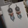 Pendientes de gota de aceite con flores y personalidad de Tianxi, pendientes étnicos de hojas de cristal de moda retro, pendientes elegantes de múltiples capas