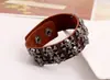Popular Europeo y Americano Más Vendido Joyería de Comercio Exterior Pulsera de Cuero Genuino Pulsera Punk Pulsera de Calavera de Aleación y Cuero