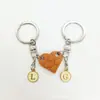 Llavero de Bloque de Construcción Corazón Borgoña Más Vendido Transfronterizo + Llavero de Corazón Desmontable con Colgante de Letra de Aleación 26