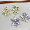 Pendientes de Flor de Iris con Bloques de Color y Goteo de Aceite de Diseño Exclusivo, Pendientes Tridimensionales de Lujo Ligero de Gama Alta, Pendientes Modernos y Elegantes