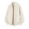 2026 Nueva Llegada Suéter Cardigan de Punto Color Sólido con Doble Cremallera para Hombre Estilo Holgado Perezoso Ropa de Abrigo para Hombre