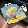 Pañuelo de Seda 70 Cuadrado Moda Coreana de Alta Gama Versátil Profesional Seda Sintética Pequeño Pañuelo de Cuello Estampado Retro Pañuelo de Seda para Mujer
