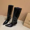 Botas de Tacón de Gatito Minimalistas Hasta la Rodilla para Mujer Estilo Coreano Pantorrilla Ancha Botas Largas por Encima de la Rodilla Botas de Jinete Retro Adelgazantes Tacón Delgado Botas Ajustadas