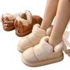 Novas Pantufas Femininas de Inverno 2025 Cano Alto Solado Grosso Laço de Fita Pantufas de Algodão Botas de Neve Pantufas de Algodão Quentes Respiráveis com Forro de Fleece