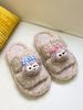 2026 Novas Pantufas de Algodão Peludas com Solado Plano de Desenho Animado Fofo com Lã de Cordeiro, Antiderrapantes para Uso Doméstico e Adequadas para Uso Externo, Sapatos de Algodão de Inverno