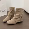 Botines western geniales para mujer, botas de media caña de 5 cm, botas de otoño e invierno, botas retro, nuevo estilo 2026 con aumento de altura oculto, efecto adelgazante