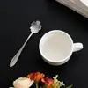 Girassol Prateado Alta Aparência Estilo Ins Cabo Longo Colher de Mexer Café da Manhã Aveia Cereal Ninho de Pássaro Colher de Luxo Leve Simples