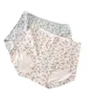 Ropa interior de mujer retro con estampado floral pequeño, de cintura media, doble capa, entrepierna transpirable, alta elasticidad, amigable con la piel, que se ajusta a las caderas, talla grande, shorts tipo triángulo
