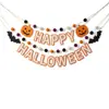 Suministro exclusivo transfronterizo: Juego de Banderines de Fieltro para Halloween con Murciélago, Calabaza y Pompones, Decoraciones de Banderines Combinados, Dropshipping Personalizado