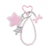 Nuevo Ins Creativo Lindo Dulce Exquisito Cristal de Imitación con Perlas Acrílico Estrella Corazón Guitarra Llavero DIY