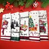 Toalla de Navidad personalizable transfronteriza, paño de cocina para platos, decoración de mesa con estampado navideño rojo, toalla festiva