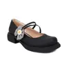 Zapatos Mary Jane para mujer 2024 Nuevos retro de corte bajo con tacón grueso lazo pequeños zapatos de cuero zapatos de tacón bajo francés de una sola capa zapatos de comercio exterior