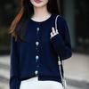 Nuevo Cárdigan de Punto Redondo con Bolsillo Bordado de Terciopelo de Mapache para Otoño e Invierno 2025, Top Suelto y Versátil para Mujer