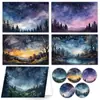Tarjeta de felicitación de cielo estrellado en acuarela lista para usar transfronteriza con pegatinas para sobre, diseño simple, se puede escribir a mano como tarjeta de mensaje