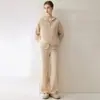 Pantalones de pierna ancha de moda urbana retorcida, pantalones simples vintage, hilo Consinee 100% cachemira pura para mujer