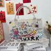 Bolsa de fieltro tipo tote para el primer cumpleaños, Bolsa de compras tipo graffiti, Bolso de mano de fieltro estampado, Bolsa de regalo de gran capacidad, Versátil hecho a mano
