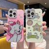 Capa de Celular Criativa Fofa Marie Cat Japonesa e Coreana Adequada para Apple 17 Pro Max iPhone 16 Orelhas de Gato 14 Diamante Brilhante 15