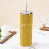 Taza Recta de Sublimación Diamond Cup Transfronteriza de 20 oz Taza Aislada con Pedrería Taza con Popote de Acero Inoxidable al Vacío Taza de Café
