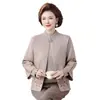 Nuevo y elegante conjunto de otoño para madres, conjunto de dos piezas, corte ajustado, talla grande, de punto, conjunto versátil de dos piezas para mujeres de mediana edad