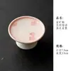 Esmalte de mineral de roca rosa degradado, diseño de gato pintado a mano, juego de té de cerámica bajo vidriado, que incluye una taza con tapa, tetera, taza de maestro, taza de degustación y taza de agua
