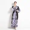 Diseño Europeo y Americano Transfronterizo Amazon Vestido Estampado Primavera Verano 2024 Comercio Exterior Elegante Cintura Cuello V Vestido Estampado