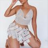 Amazon Explosiones Top de Pedrería Europea y Americana Sexy Chica Caliente Metal Correa Diamante Completo Falda Correa Estilo Dulce Picante Mujeres