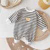 Primavera y Otoño Nuevo Mameluco de Algodón para Bebé Otoño Bebé Niño y Niña Manga Larga Recién Nacido a Rayas Estampado Mameluco Traje para Trepar