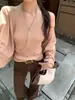SE-Marca Branca 'Abertura de Outono' Elegante Romântico Top Cruzado de Renda com Manga Morcego Cardigan 25771