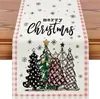 Camino de mesa navideño estilo nórdico con estampados de muñeco de nieve y árbol de Navidad, mantel largo para decoraciones festivas, adecuado para mesas de comedor, chimeneas y mesas