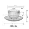 Conjunto de Xícara e Pires Listrados de Vidro para Uso Doméstico Xícara de Chá Xícara de Café Xícara para Leite Café da Manhã Bebida Quente Xícara para Chá da Tarde Exquisite Xícara para Latte