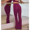 Pantalones de Fitness Transfronterizos Estilo Europeo y Americano para Mujer, Deportivos de Yoga de Cintura Alta Elásticos de Secado Rápido Pierna Ancha Adelgazantes Acampanados
