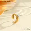 Anillo de Acero Inoxidable con Circonita Incrustada Estilo de Moda Transfronterizo Chapado en Oro de 18K Lujo Accesible Anillo de Acero de Titanio Joyería de Mano Ajustable