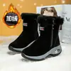 Nova Temporada Tamanho Grande Botas de Neve com Pelúcia Botas Curtas Femininas Salto Médio Botas de Algodão Sola Grossa Botas de Moda Femininas