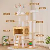 Marco de escalada para gatos de madera maciza, nido para gatos, rascador de cuerda de papel kraft, marco de escalada para juguetes de gato, marco de escalada para gatos de múltiples niveles