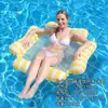 Nuevo producto transfronterizo: hamaca inflable transparente a rayas de cuatro tubos, flotador de piscina, dispositivo flotante para una persona, flotador de agua de PVC engrosado