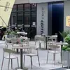Mesa Redonda Simple para Restaurante, Cafetería, Reuniones, Recepción con un Diámetro de 70 cm y 60 cm para Uso en Exteriores
