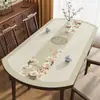Nuevo Mantel Individual Ovalado Estilo Chino, Mantel Impermeable y a Prueba de Aceite sin Lavado, Tejido de Lujo Ligero de Alta Gama, Nuevo Mantel Individual Ovalado para Mesa de Comedor