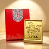 Ouro Puro 999 Três Carneiros Trazem Fortuna Ornamento de Mesa Dourado Celebração de Ano Novo Presente Corporativo de Alto Padrão Venda por Atacado