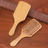 Set de Regalo de Peine Cuadrado Grande de Bambú para Masaje de Meridianos de la Cabeza, Peine de Madera Meridianos para Alisar el Cabello con Logo Personalizado