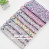 Paquete de Materiales para Lazos de Accesorios para el Cabello DIY 20x22CM Lentejuelas Grandes Pequeñas de Alto Brillo Patrón de Escamas de Pez Patrón de Ondas de Agua Tela de Cuero diy